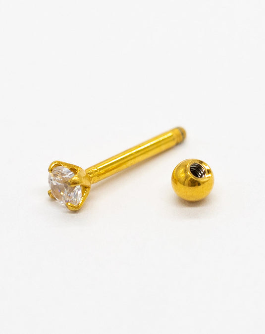 16 Gauge | Gold Sss 8Mm Jewelled Cz Micro Barbell