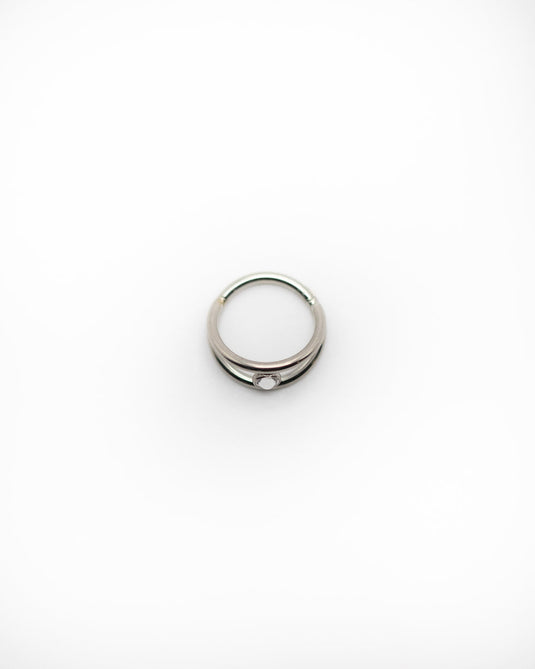 Twin Loop Diamonte Titanium Ring
