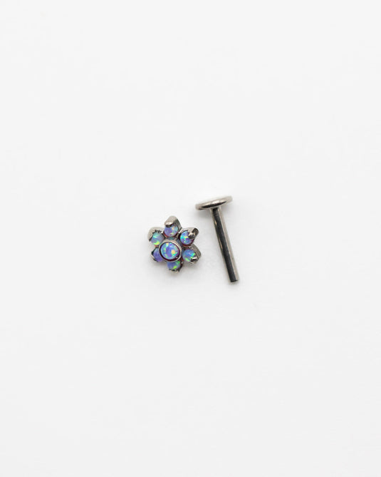 Opal Flower Titanium Labret Bar
