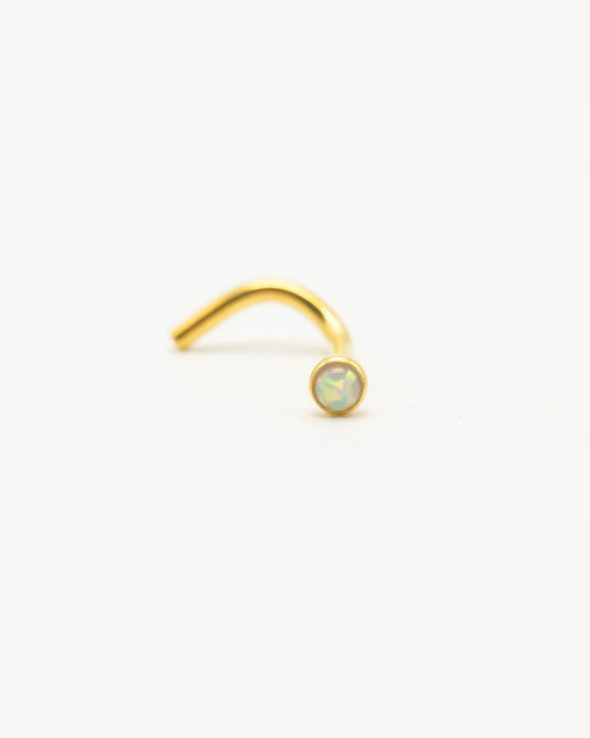 White Opal Bejewelled Gold Nose Stud