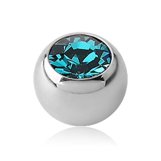 16 Gauge | Aqua Crystal Threaded Ball