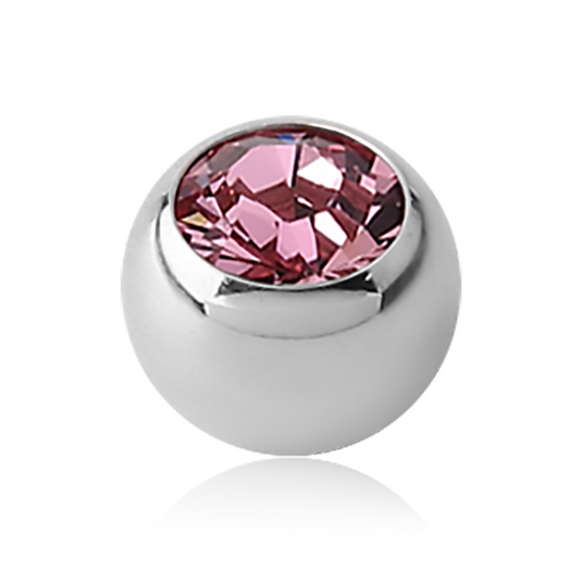 16 Gauge | Light Rose Crystal Threaded Ball